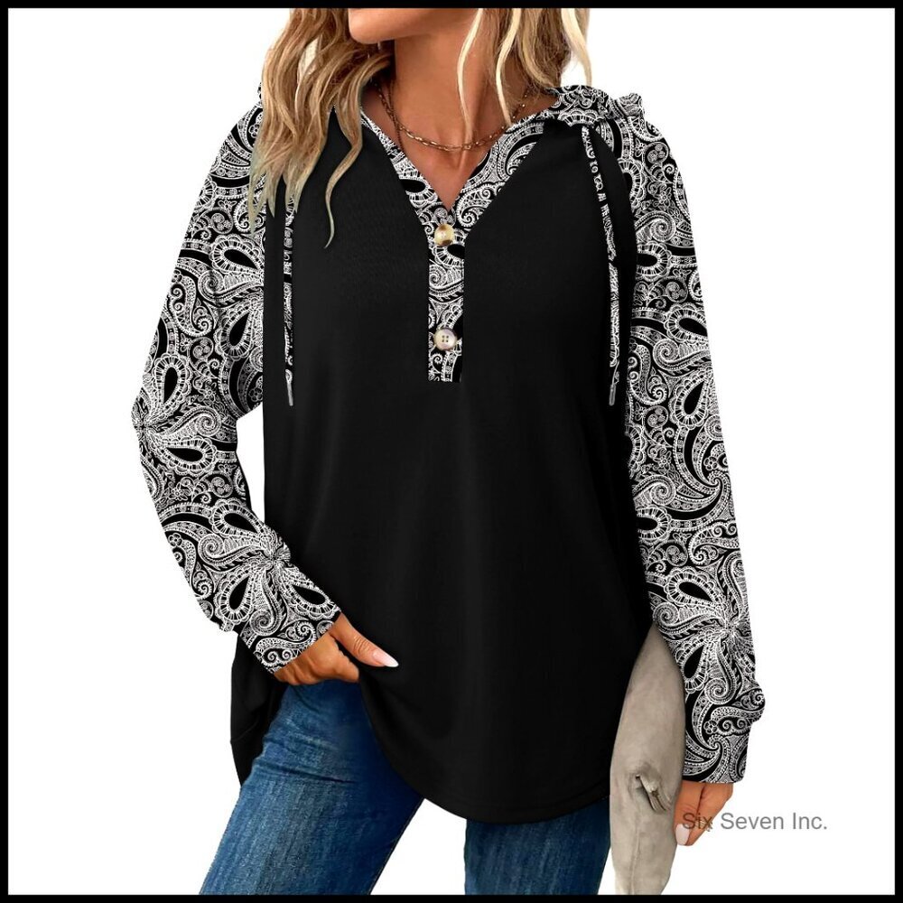 Oversized Button Hoodie Loose Fit Casual Long Sleeve Drawstring Fall Tops